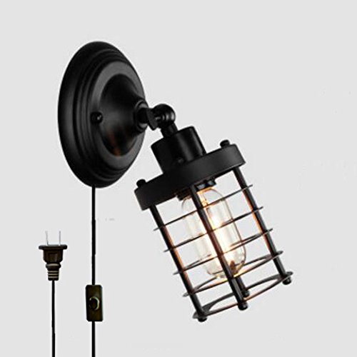 Plug in Wall Lamp Eyeball Lamp,Black Kiven Metal Plug-in Wall Sconce Light