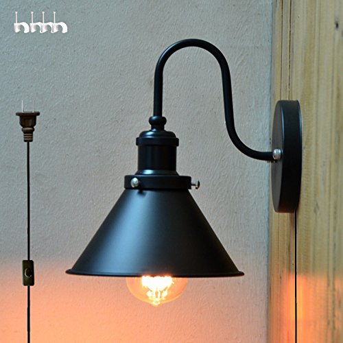 Kiven American Industrial Style Iron Wall Lamp E26 Base Plug-in UL Listed Button Switch Cord Black Bulb Not Included BD0428 Kiven American Industrial Style Iron Wall Lamp E26 Base Plug-in UL Listed Button Switch Cord Black Bulb Not Included BD0428