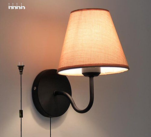 Kiven Modern Simple Wall Lamp UL Certification Plug-In Listed Wall Lighting 6 Foot Black Cord