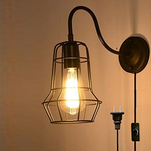 Kiven Black 1 Light Metal Lamp Sconce Fixture Loft Style Wall Lighting Vintage Industrial Wall Lamps For Bathroom Dining Room B type