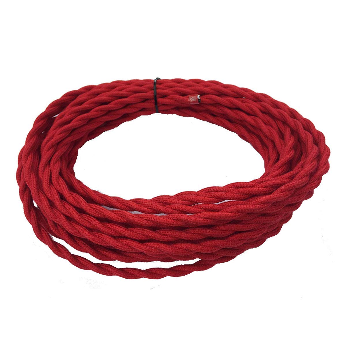 33' Retro Style Weave Rope Open Wires Antique Industrial Electrical Cord-Red