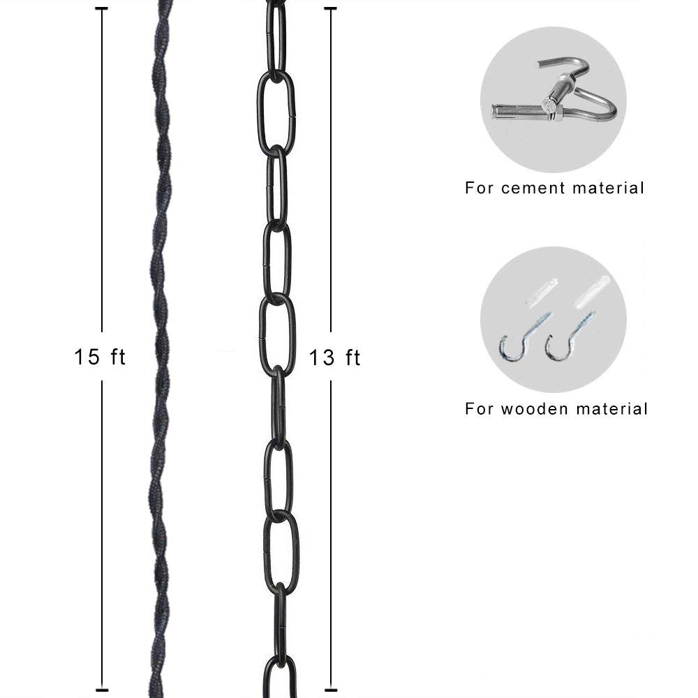DIY Lighting Suit Chandelier Chain Swag Kit 15' Retro Style Weave Rope Open Wires With UL Plug