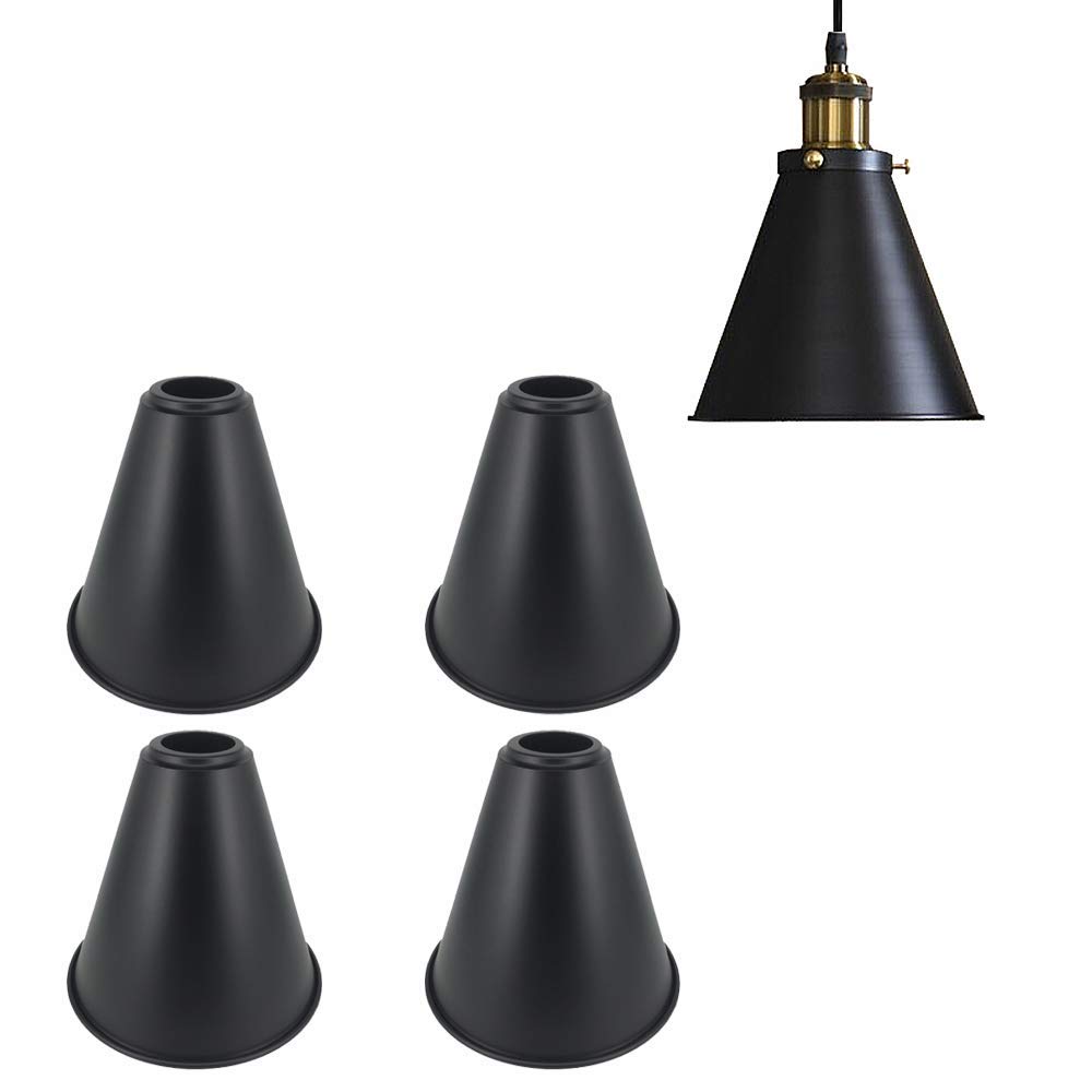 STGLIGHTING 4-Pack 7.5'' Industrial Vintage Metal Bulb Guard Iron Cone Hanging Ceiling Pendant Light Holder Decorative Lamp Shade (Decorative Ring Not Included)