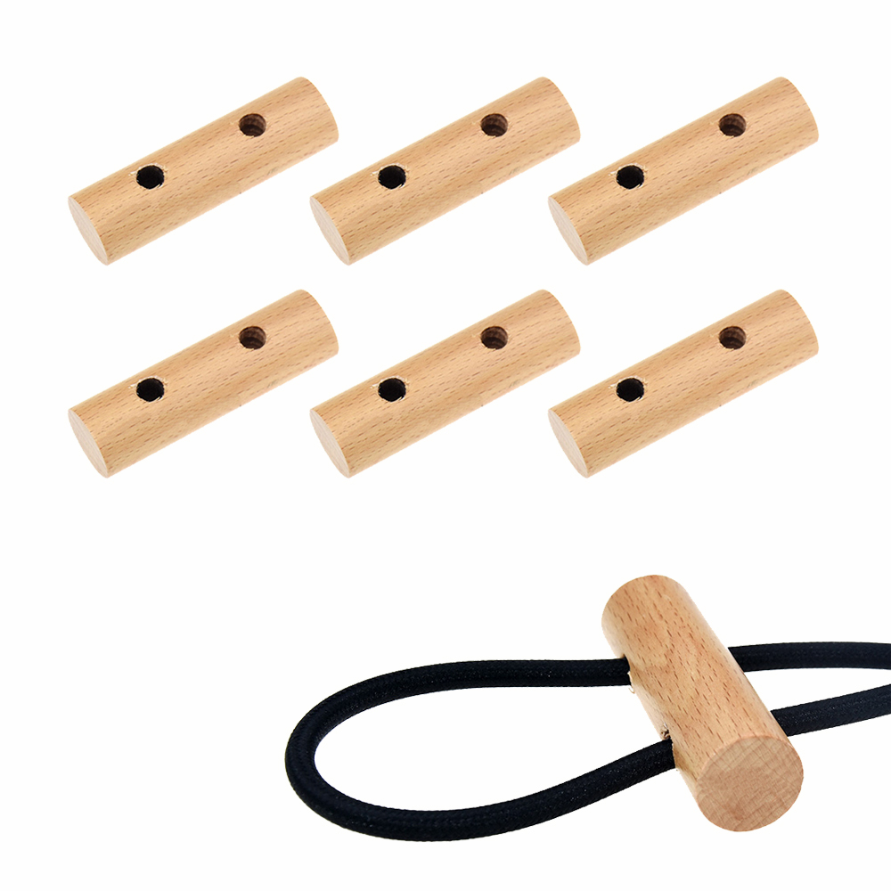 6Pack Wooden Art Cord Adjuster with 2 Holes for Chandelier Pendant