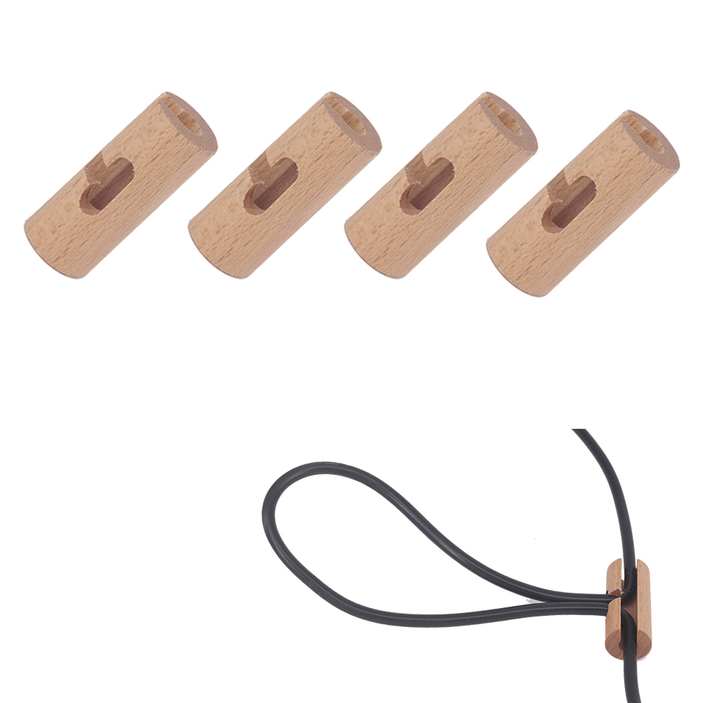 4-Pack Wooden Art Cord Adjuster with 2 Holes for Chandelier Pendant Light ( Light Fixture and Cord Not included )