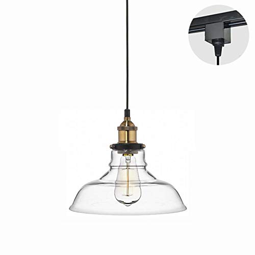 Kiven Kiven H-Type Track Light Pendants 7.87" Glass Lampshade Vintage Pendant Lamp Retro Lighting Industrial Factory Light Fixtures Restaurant Chandelier Decorative Bulb Not Included