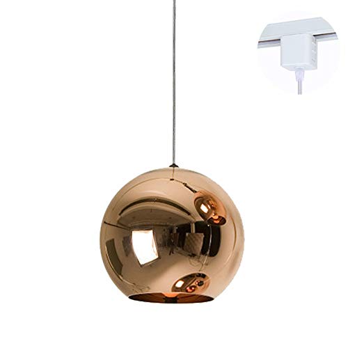 Kiven Plating Glass Globe Bronze Color Shade Pendant Light H-Type Track Light Pendants 3.2 ft Cord Loft Decorative Lights Retro Vintage Style Light Fixtures Bulbs Not Included