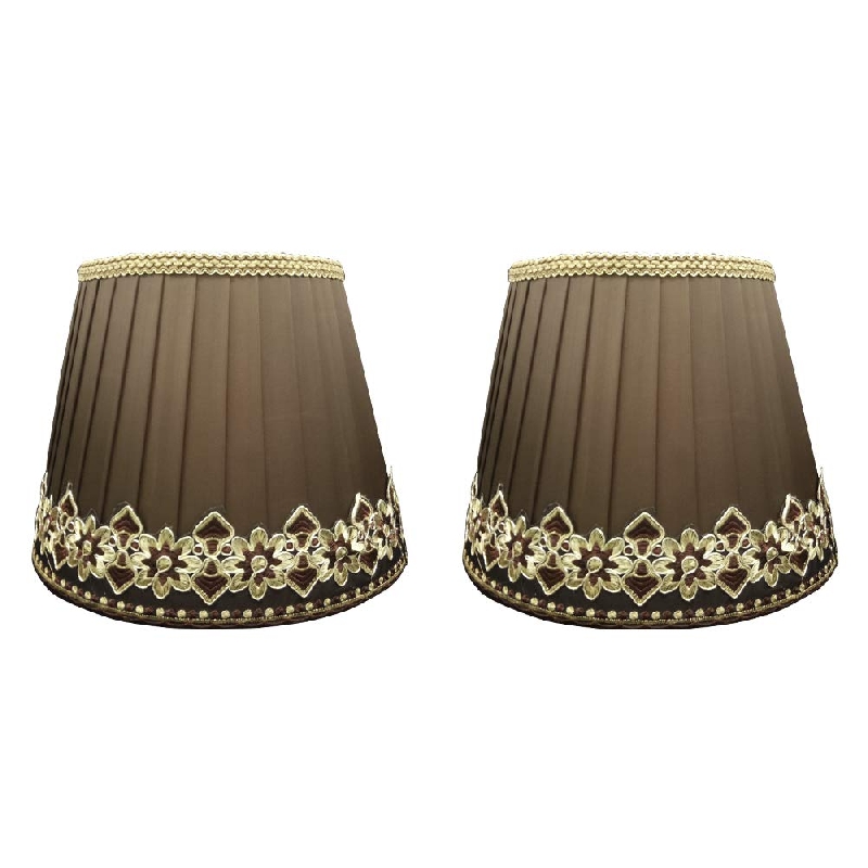 kiven STGLIGHTING 2-Pack Elegant Lace Brown Cloth Nordic Classic Style Pleated Cone Fixture Replacement Shades for E26 Floor Lamp Table Lamps and Other Compatible Lamps