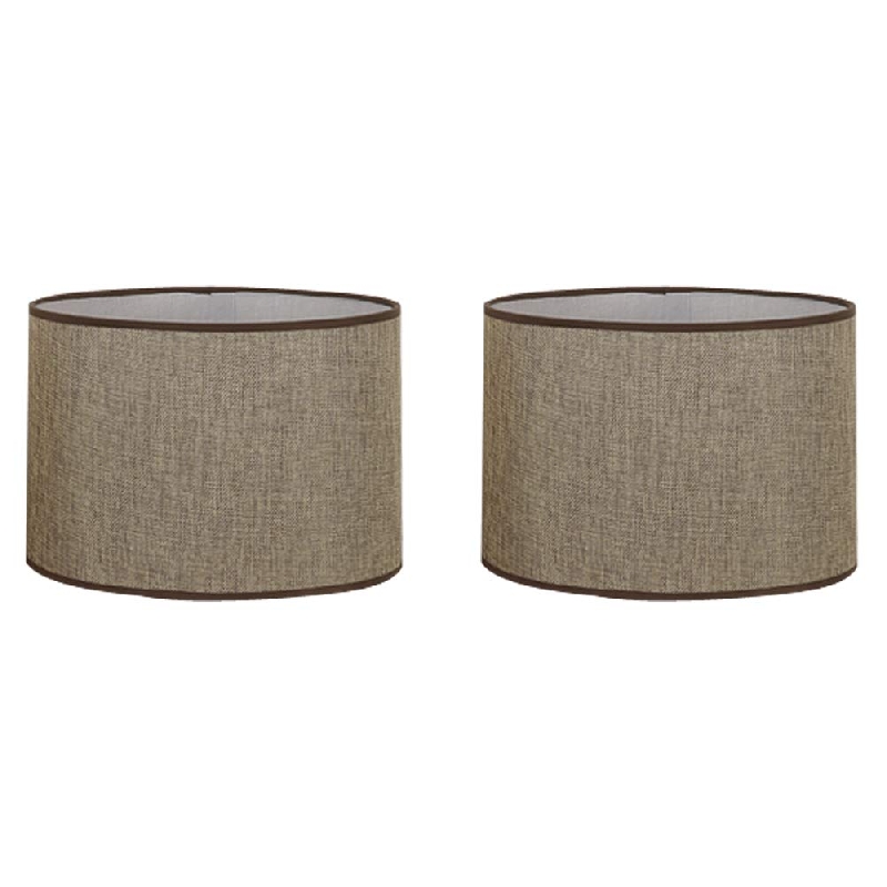 kiven STGLIGHTING 2-Pack Elegant Linen Brown Cloth Nordic Classic Style Cylinder Fixture Replacement Shades for E26 Floor Lamp Table Lamps and Other Compatible Lamps