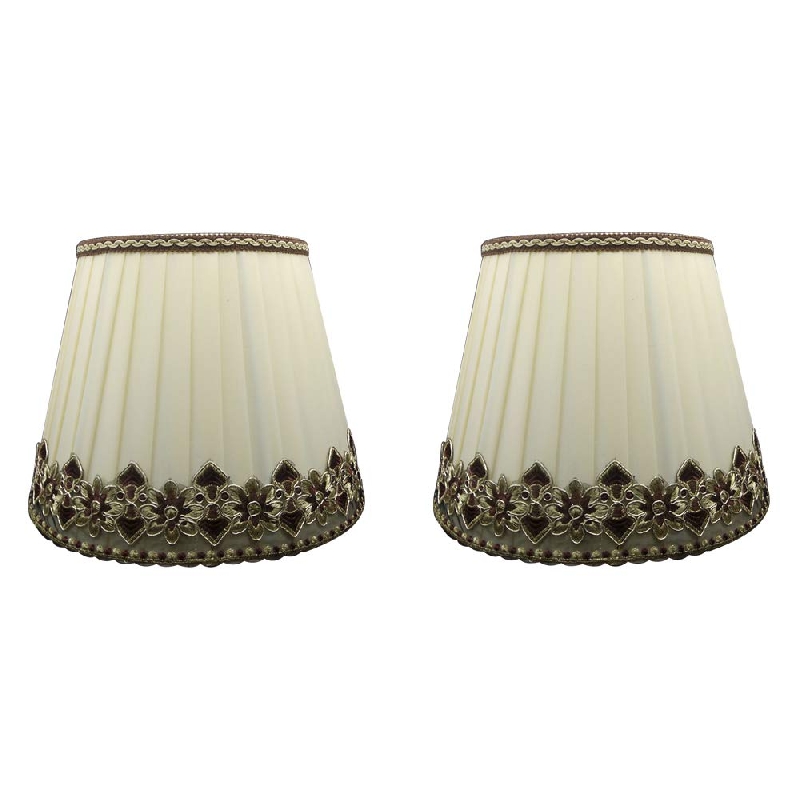 kiven STGLIGHTING 2-Pack Elegant Lace Cream Yellow Cloth Nordic Classic Style Pleated Cone Fixture Replacement Shades for E26 Floor Lamp Table Lamps and Other Compatible Lamps