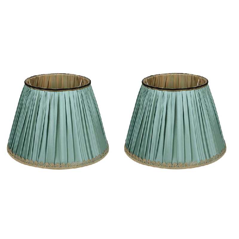 kiven STGLIGHTING 2-Pack Elegant Lace Mint Green Cloth Nordic Classic Style Pleated Cone Fixture Replacement Shades for E26 Floor Lamp Table Lamps and Other Compatible Lamps