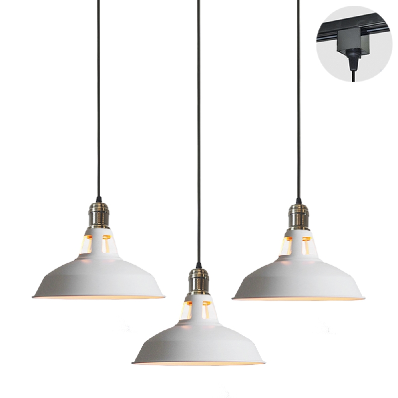 3Pack HType Track Light Pendants White Cord White Lampshade
