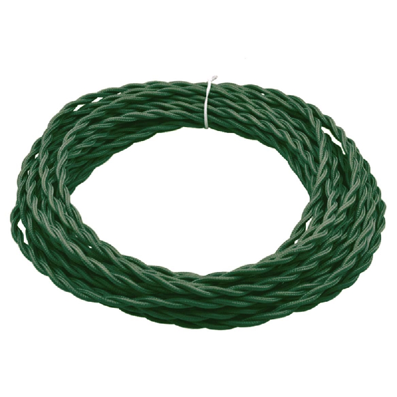 33' Retro Style Weave Rope Open Wires Antique Industrial Electrical Cord- Army Green