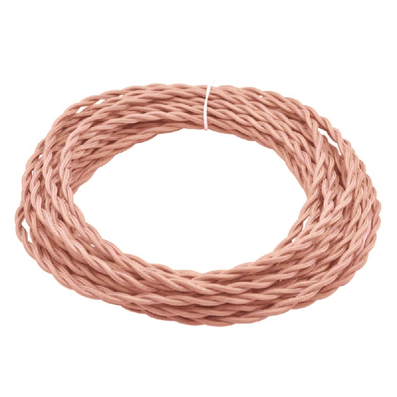 33' Retro Style Weave Rope Open Wires Antique Industrial Electrical Cord- Coral