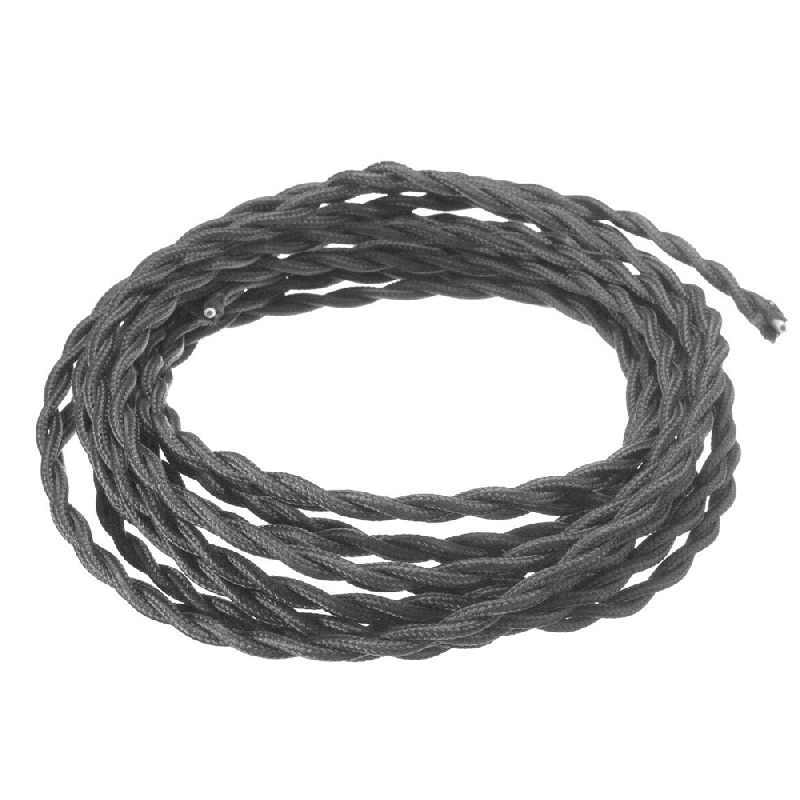33' Retro Style Weave Rope Open Wires Antique Industrial Electrical Cord- Grey