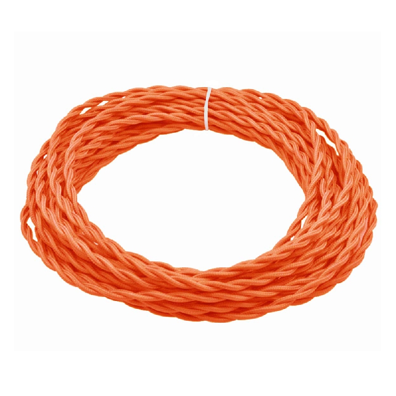 33' Retro Style Weave Rope Open Wires Antique Industrial Electrical Cord- Orange