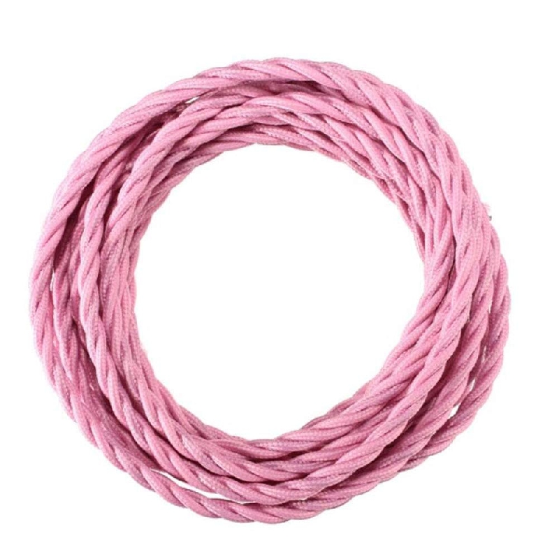 33' Retro Style Weave Rope Open Wires Antique Industrial Electrical Cord- Pink