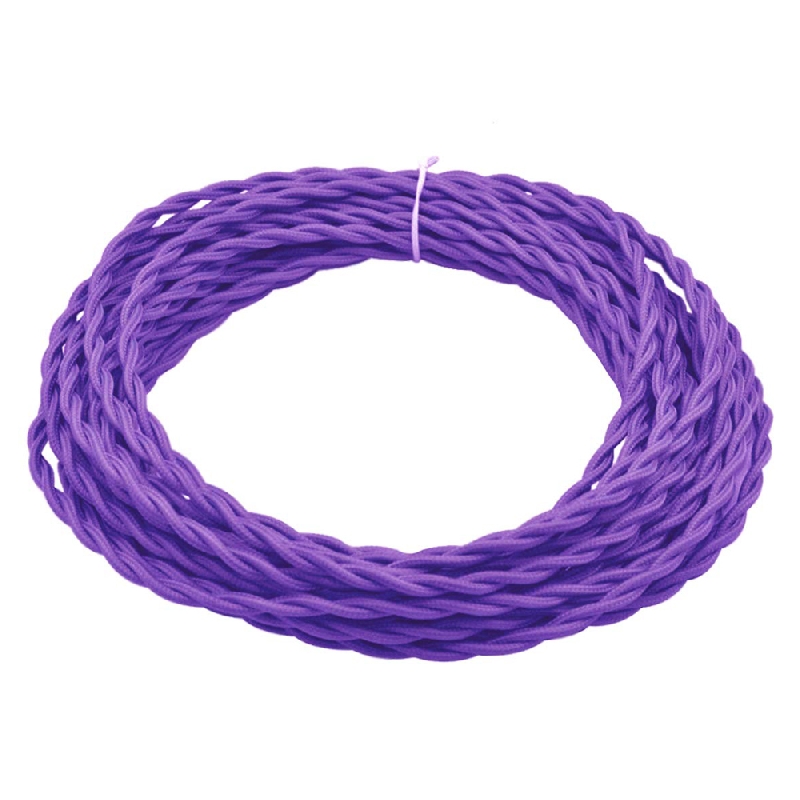 33' Retro Style Weave Rope Open Wires Antique Industrial Electrical Cord- Purple