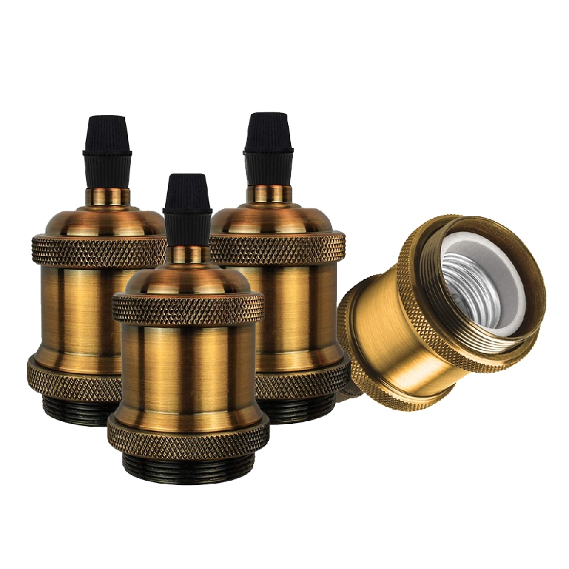 4-Pack Gold Brown Lamp Socket E26 Vintage Industrial Light Socket DIY Fixture Accessories