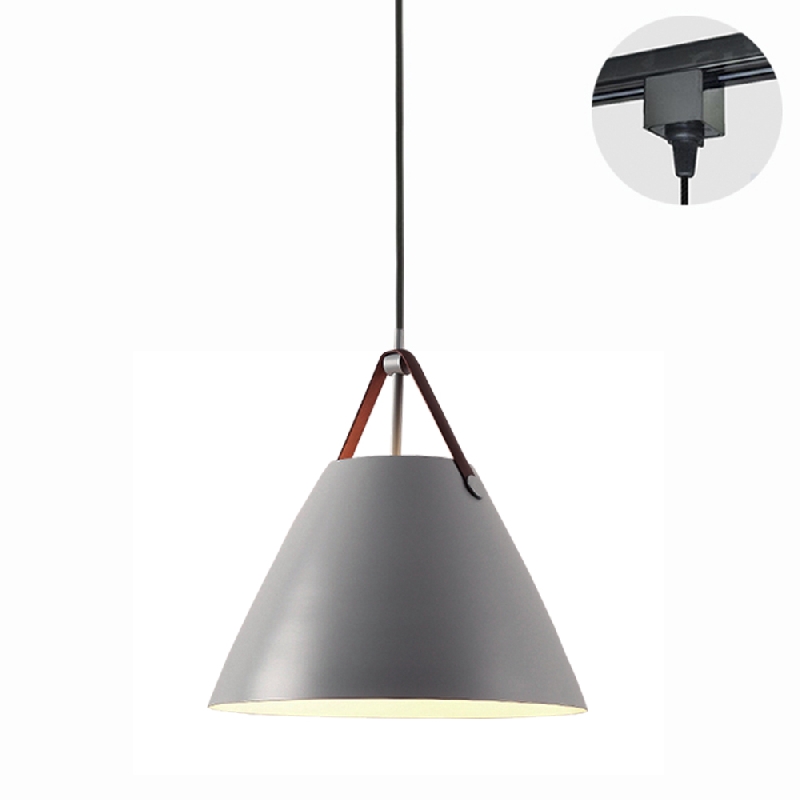 Track Light Pendant Grey Color Lampshade Nordic Chandelier Modern Minimalist Lighting Bulb Not Included