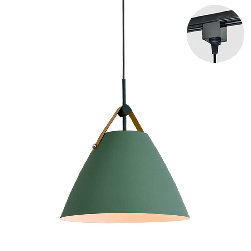 Track Light Pendant Green Color Lampshade Nordic Chandelier Modern Minimalist Lighting Bulb Not Included