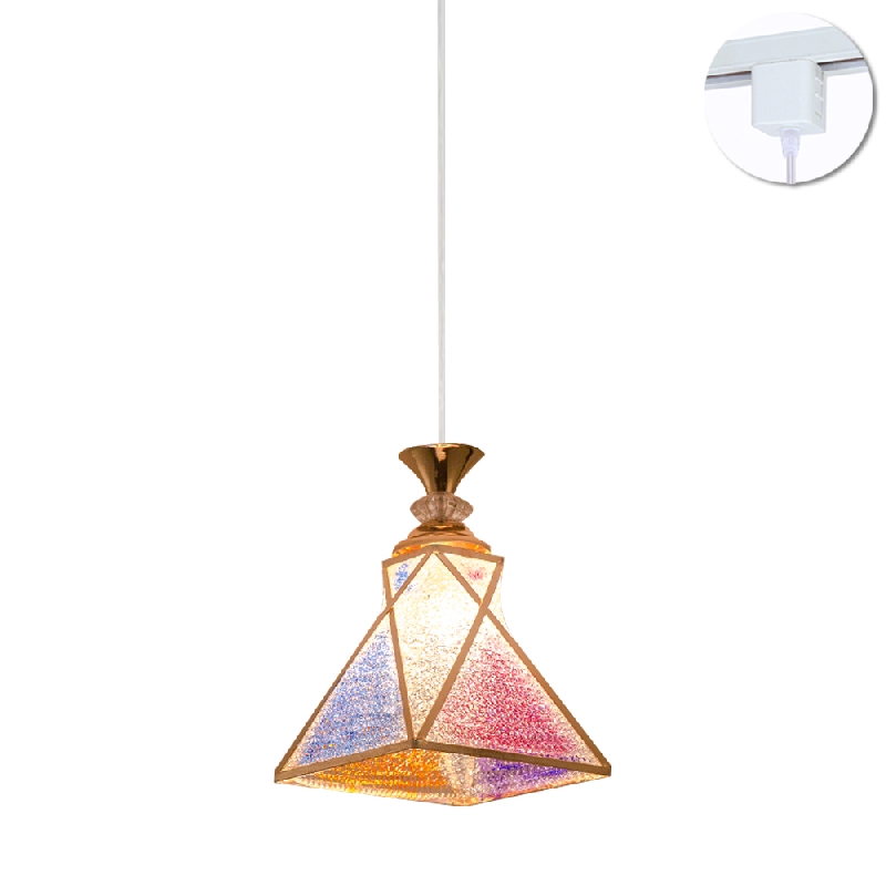 Track Pendant Tiffany Style Chandelier Colorful Frosted Glass Lampshade Pendant Bulbs Not Included