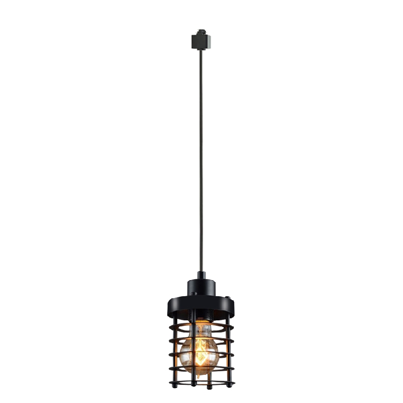 Track Light Pendants Antique Art Vintage Black Iron Cage Pendant Lamp Retro Style Ceiling Mini Pendant Fixture for Bedroom Livingroom Bulb Not Included