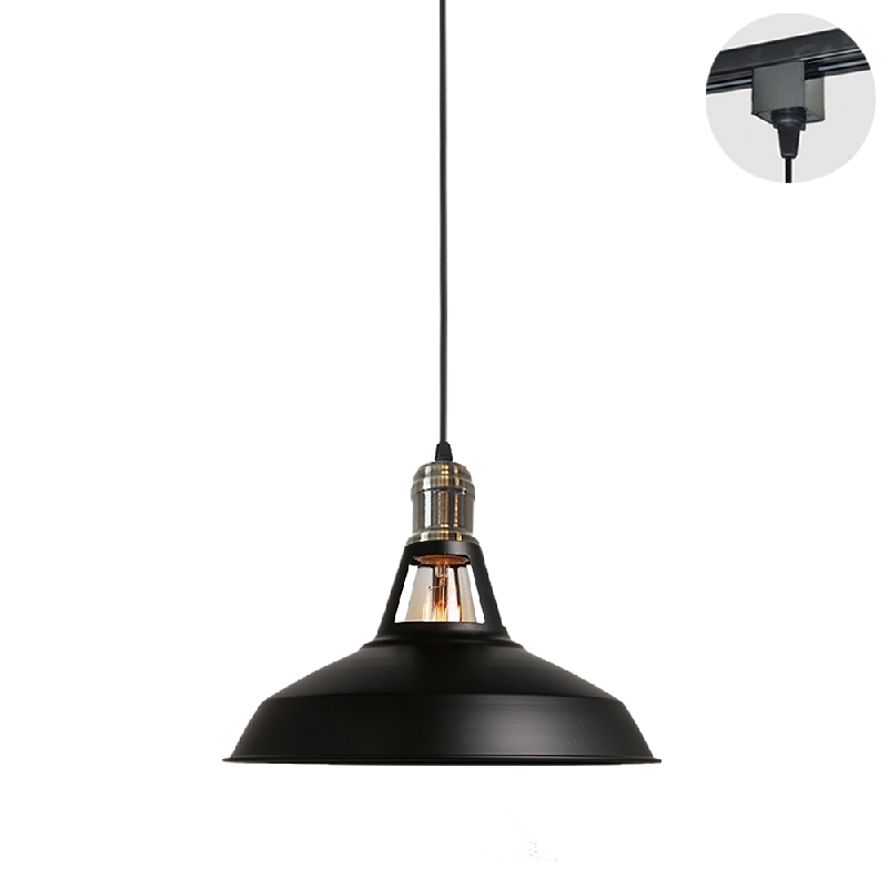 Track Light Pendants Black Lampshade Restaurant Chandelier Decorative Pendant Light Industrial Factory Pendant Lamp Bulb Not Included