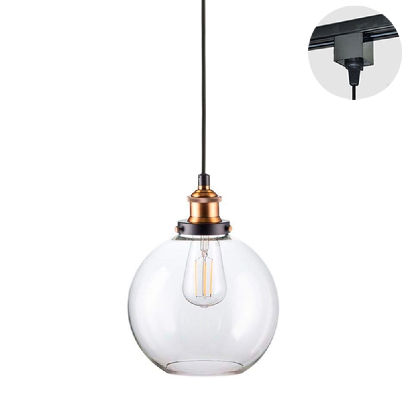 Track Pendant Lights Crystal Glass Globe Lampshade Loft