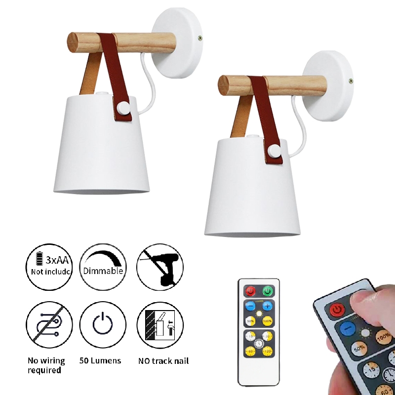 NuNulamp 2 Pack LED Battery Operated Wall Sconces Wireless Wall