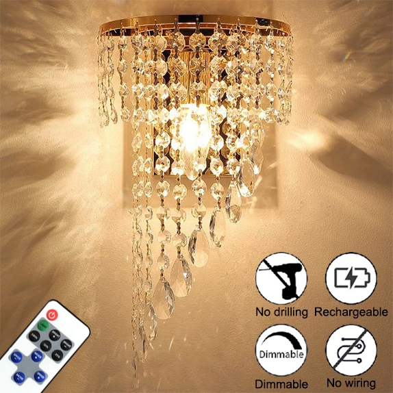 Nunu Lamp Rechargeable Power Lamp E12 Led Bulb Diy Wireless Hook Up With Remote Control Lighting Fixture Wall Sconces Modern Elegant Crystal Shade